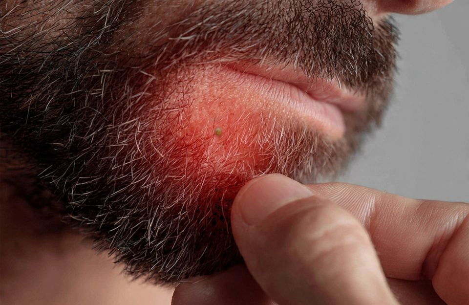 Pelo encravado na barba