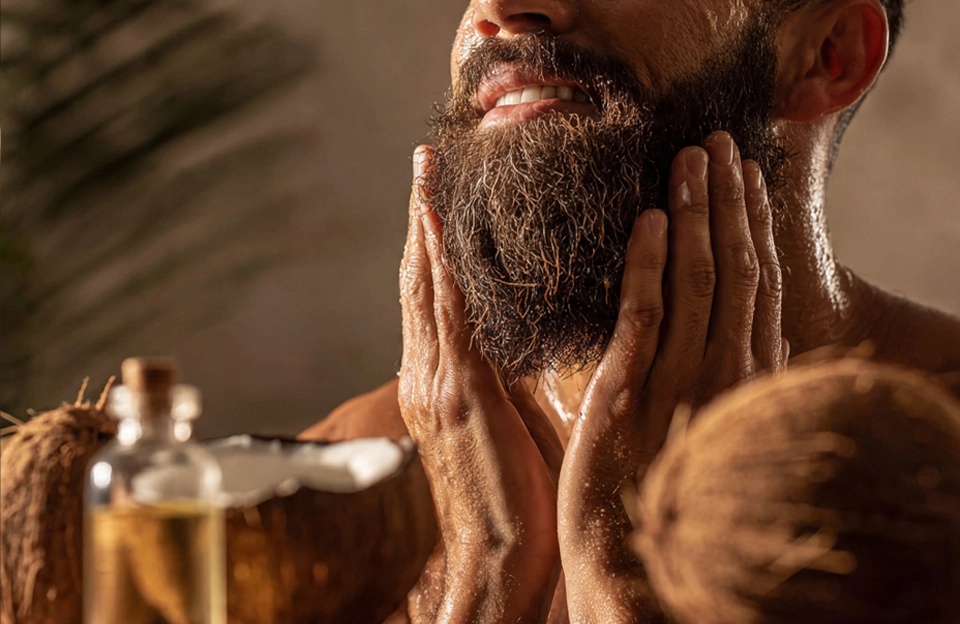 óleo de coco para barba.